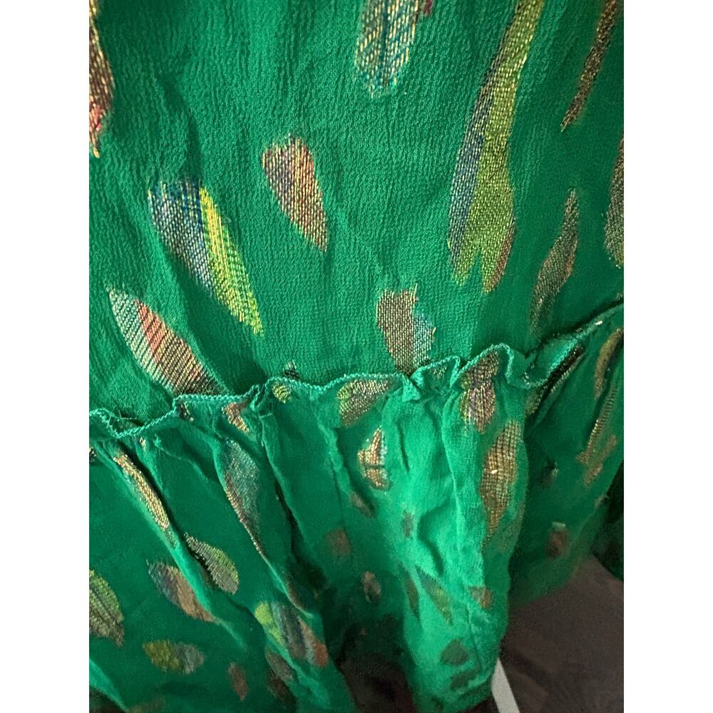 Eryn Metallic Print Tie Waist Long Sleeve Maxi Dress - Picture 6 of 8
